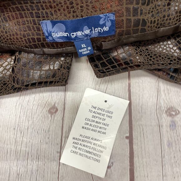 Susan Graver Women Full Zip Brown Jacket Size XL X-Large B334 -25 - Picture 10 of 16